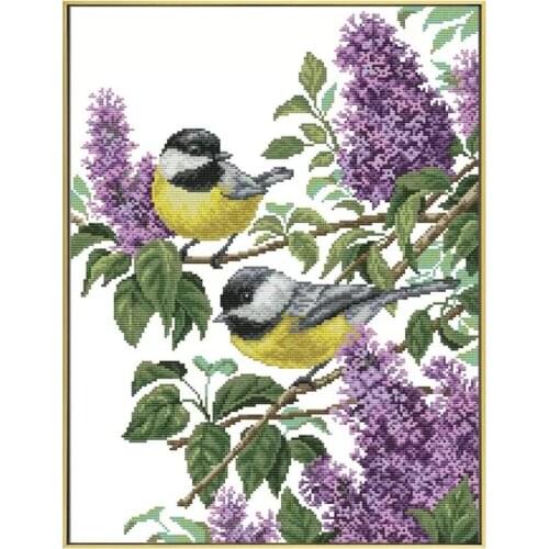 Two Birds Printed Cross Stitch Patterns Kits Animal Embroidery Package 11CT 14CT DIY Set for Needlework Home Decor Wall Painting
