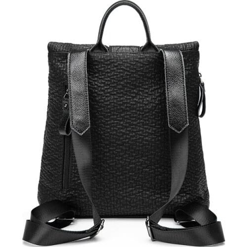 Pu Backpack Leather New Female Fashion Vintage College School Satchel High Capacity Black Travel Laptop Backpack Women