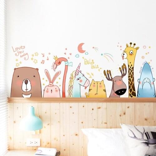 Diy Cartoon Animal Adhesive Wall Sticker Kids Room Home Decor Poster Baby Gift Nursery Wall Decals Wallpaper