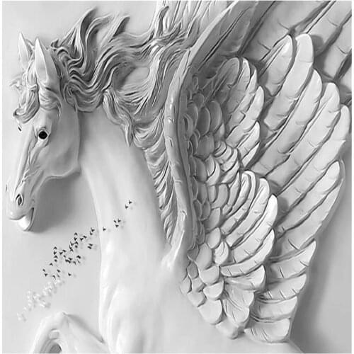 Three-dimensional relief horse wallpapers personality European TV background wall 3d wallpapers