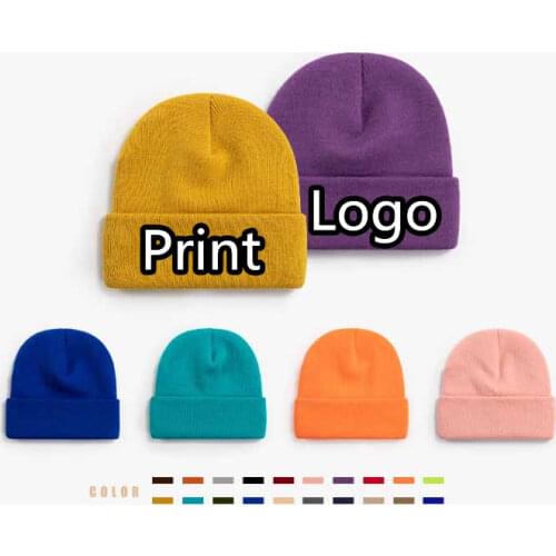 Stock 23 Color Light Board Solid Color Knitted Hat Woolen Hat Without Eaves Head Cap Curling Foreign Trade Can Design LOGO