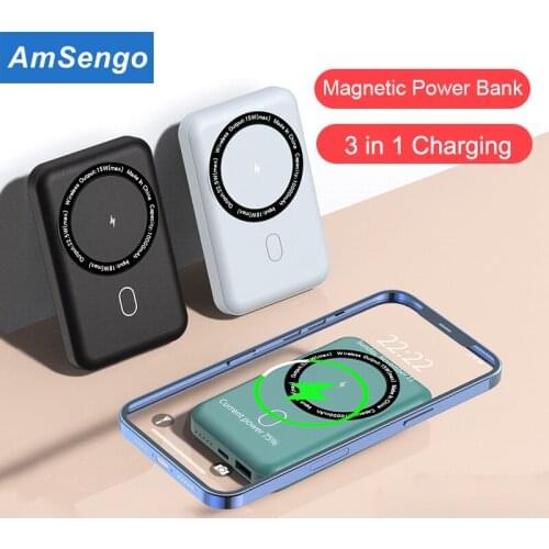 10000mAh Magnetic PowerBank For iPhone 12 12 Pro 12Pro Max PD Fast Charger Portable Mobile Phone Battery Magnet Wireless Charger