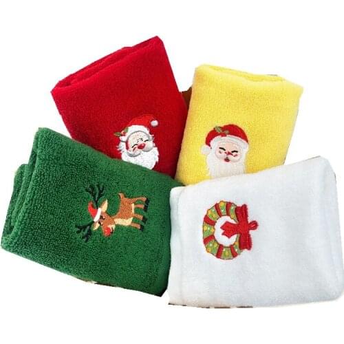 Embroidered Christmas Cotton Face Towel Set Christmas Decoration Gift Home Hotel Supplies TJ4577