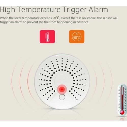 Wifi Fire Smoke Temperature Sensor Wireless Smoke Temperature Detector Automation Home System Smart Life APP Control Security