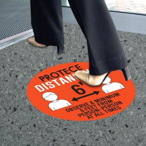 PROTECE DISTANCING Stickers To Floor Decals Safety Floor Signage Keep 6 Feet Away Safety Floor Signs Waterproof Floor Signage