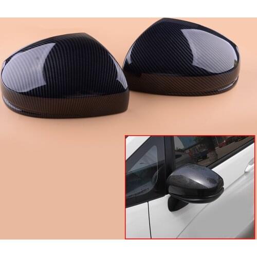 1 Pair Side Rearview Mirror Cover Trim Cap Fit For Honda Fit Jazz 2014 2015 2016 2017 2018 ABS Carbon Fiber Style