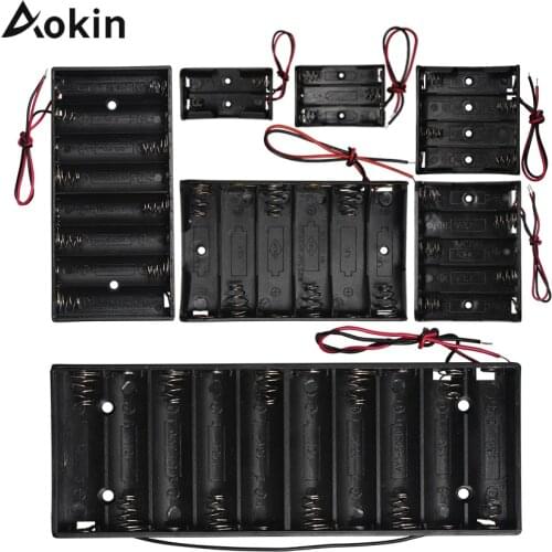 1PCS AA Size Battery Holder Case Box 2 3 4 5 6 8 10 Slot With Wire Leads No Cover&Switch Batteries Organizer Plastic Storage
