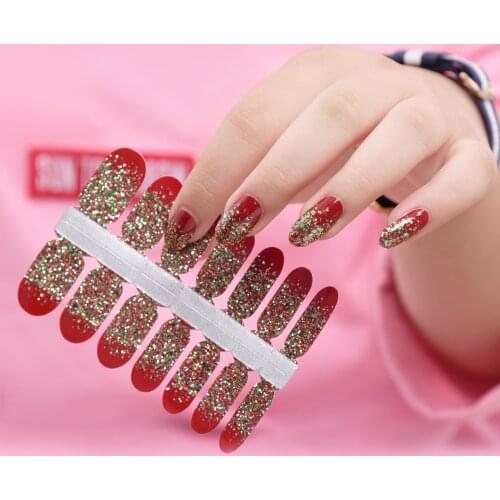 1PC Nail art Full-Cover Sticker Sheet 14tips Sticker Polish Sticker Glitter Blingbling Sticker YMM1001-1015