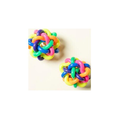 1 piece dog cat squeaky toy Colorful twist ball with bell pet dog training toys TPR environmental puppy rainbow ball pet toys