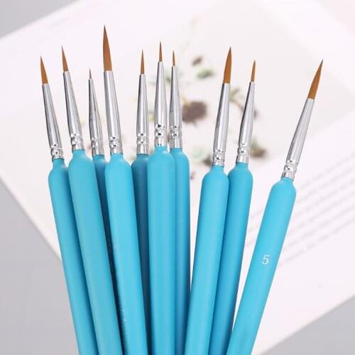 10Pcs/set Wolf Hair Hook Line Pen Fine Paint Brush Pen Set Artist Watercolor Acrylic Painting Brush Art Drawing Supplies
