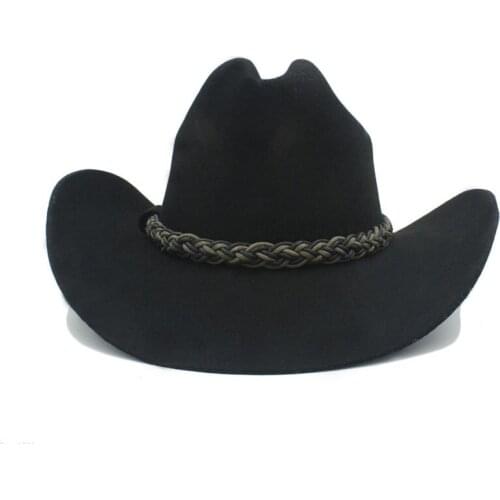 100% Australia Wool Women Men Hollow Western Cowboy Hat Gentleman Laday Felt Cowgirl Jazz Equestrian Sombrero Cap Size 58CM