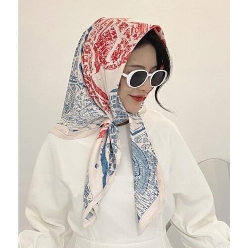 2021 new spring women scarf quality shawl silk fashion scarf headscarf beach sunscreen bag headscarf scarf 90cm*90cm