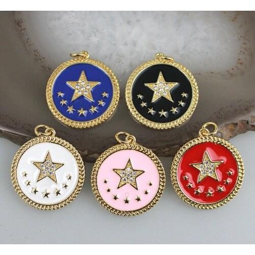 22mm 15pcs/lot High quality cz/enamel pendant,star shape enamel charm jewelry,bracelet/necklace component wholesale