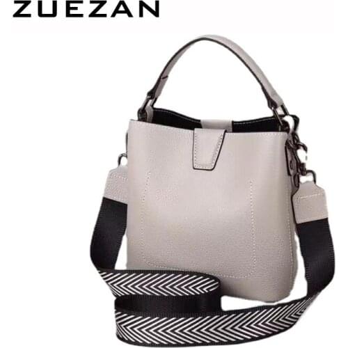 3 Compartments, 2 Straps, Bucket Handbag,100% Natural Cowhide,Women GENUINE LEATHER Messenger Bag,Female Crossbody bag D011