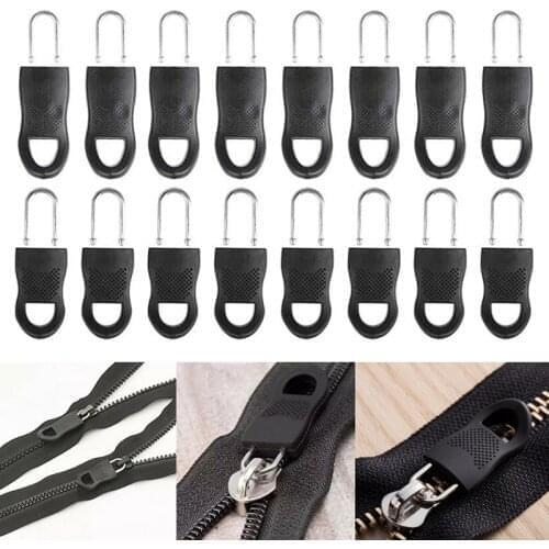 8/16Pcs Replacement Zipper Tags Zip Fixer for Clothes Black Zipper Pull Fixer for Travel Bag Suitcase Clothes Tent Backpack