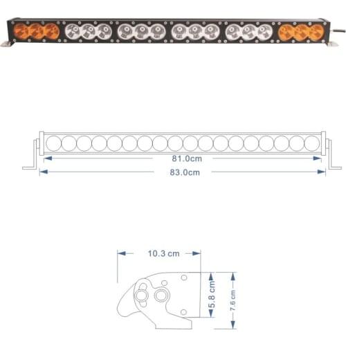 Car Accessories 32 inch 180W Single Row 10W LED Work Light Bar For Truck Atv Uaz 4x4 Offroad Trailer Amber White Warning Bar