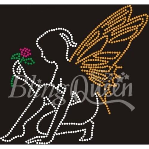 BlingQueen 25PCS/LOT Rhinestone Iron on Transfer Hot fix Motif Fairy Design