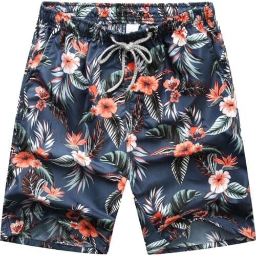 Men Summer Floral Print Shorts Bottoms Swimwear Home Casual Drawstring Pockets Quick Dry Swim Trunks Beachwear Plus Size M-4XL
