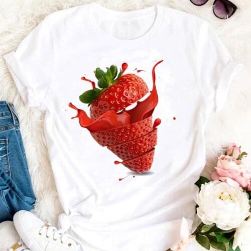 Lady Print Female Tee T-Shirt Women Summer Strawberry 90s Printing Ladies Cute Cartoon Clothes Tshirts Fashion Graphic T Top
