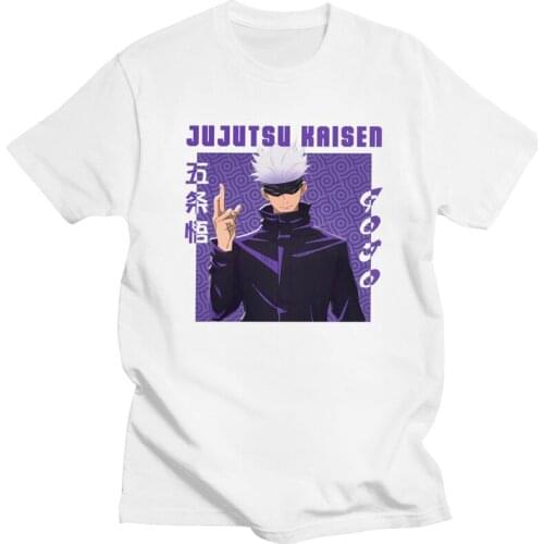 Jujutsu Kaisen Men T Shirt Pre-shrunk Cotton Tee Anime Manga Satoru Gojou Tshirt Short-Sleeve Casual T-shirt Gift