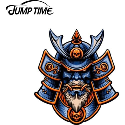 JumpTime 13 x7.6cm Yokai Oni Hannya Masked Beard Samurai Skull Car Stickers Vinyl Decals Waterproof Bumper JDM Creative Car Wrap
