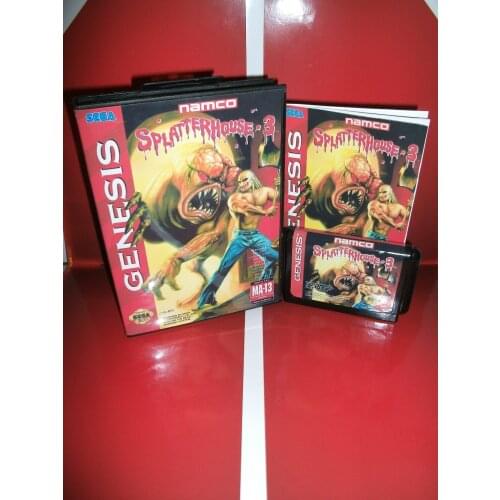 Splatterhouse Part 3 game cartridge with box and manual 16 bit MD card for Sega MegaDrive for Genesis