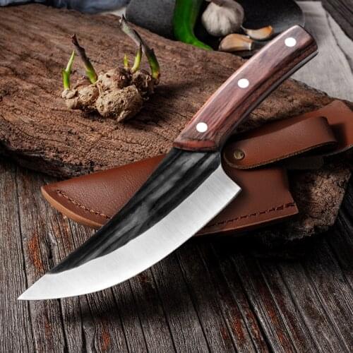 Forged Butcher Boning Knife Handmade Carbon Steel Boning Knife Camping Outdoor Kitchen Meat Cleaver Vege Knife Kitchen Cutter