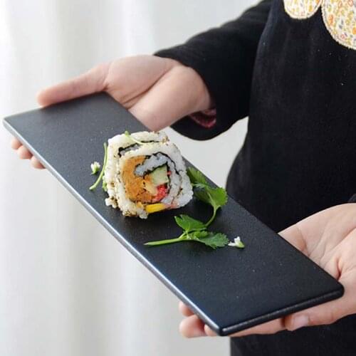 Creative ceramic kiln changed sushi plate flat cake dessert set Japanese style sashimi chicken wings long plate cold dish flat p