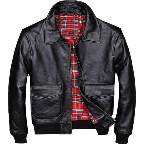 Flight Mens Bomber Jackets Genuine Leather Coats Man Air Force Automotive Male Real Cow Leather Coat Jackets Plaid Clothes A573