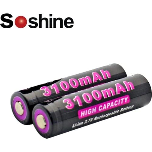 4pcs/lot Soshine 3100mAh 18650 3.7V Li-ion Lithium Rechargeable Battery With Protected PCB + Battery Case