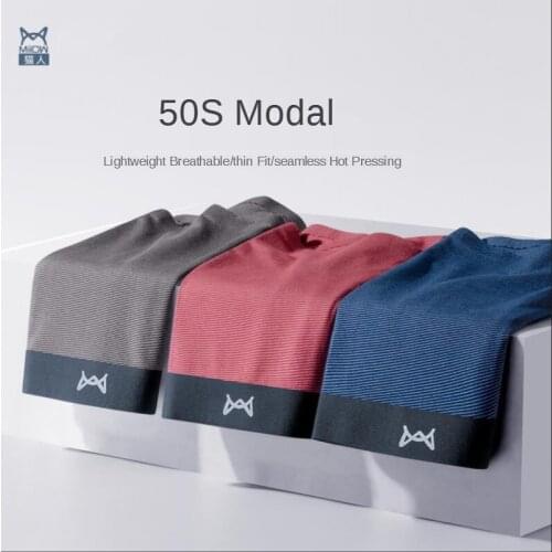 MiiOW Mens Underwear Seamless Modal Stripes Four Seasons Breathable Boxer Shorts Comfortable Boxer Shorts