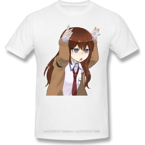 T-Shirt for Men Moe Kurisu 100% Cotton Stein Gate ADV Okabe Rintarou Hououin Kyoma T Shirt 6XL Funny Plus Size Clothes