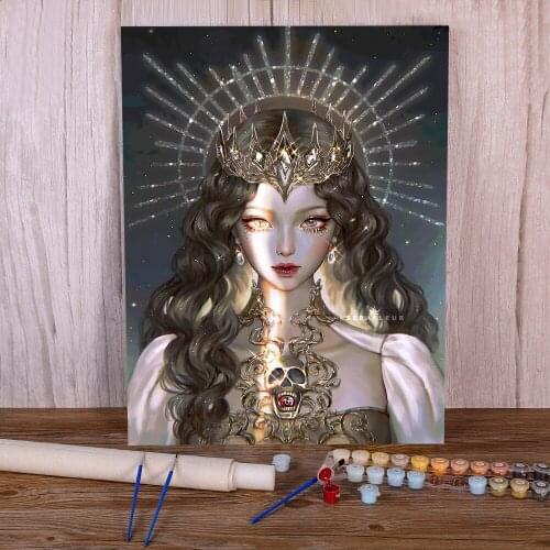 Cartoon Girl Woman Coloring By Numbers Painting Set Acrylic Paints 40*50 Canvas Pictures Loft Wall Picture For Wholesale