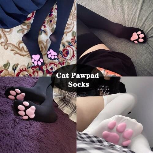 Thigh High Socks Cat Paw Socks Paw Pad Socks for Girls Women 3D Kitten Claw Stockings Lolita Cat Maid Cosplay Valentines Gift