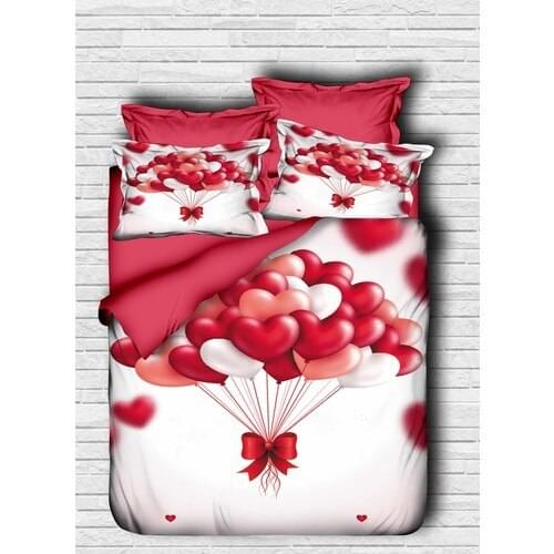 Özinci 3D Hearts Themed Double Kişilk Duvet cover set