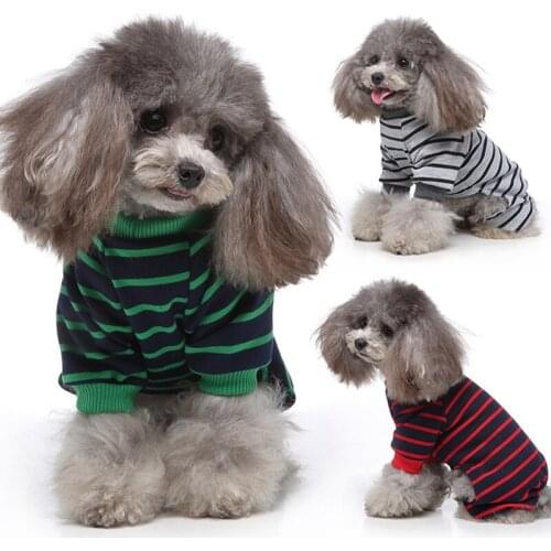 Dog Pajamas Striped Pet Clothes For Puppy Dogs Cat Overall Suit Dog Warm Jumpsuit For Dogs Chihuahua Sleepingwear Pet Clothing