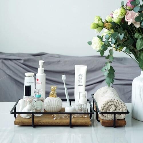 Rectangle Storage tray towel racks wood kitchen racks perfume make up display supply party event home decoration