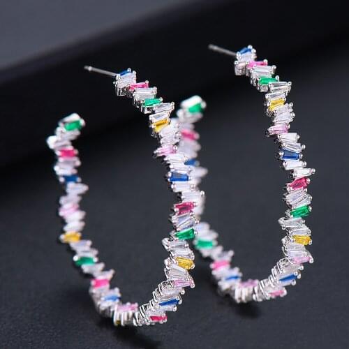 LARRAURI Luxury Iregular Geometry Circle Earrings Trendy Cubic Zirconia Women Wedding Party Earring Fashion Jewelry серьги