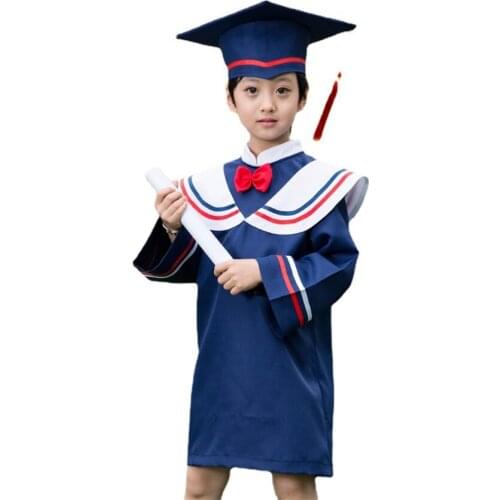 School Childrens Graduation Bachelor Uniform Kindergarten Boys Girls Performance Finish Baby College Bachelor Cap Set Loose Tie