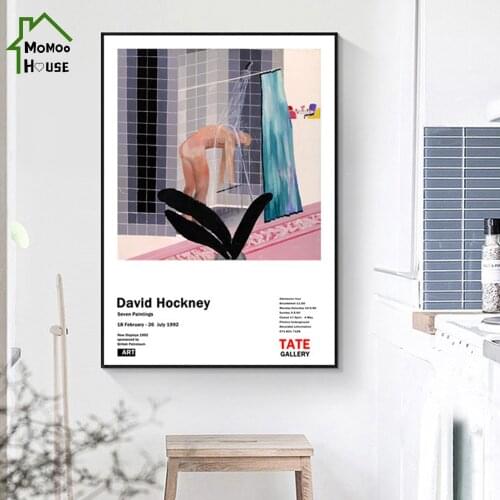 Modern Famous Painting David Hockney Abstract Bath Man Wall Art Poster and Prints Minimalist Picture for Living Room Home Decor