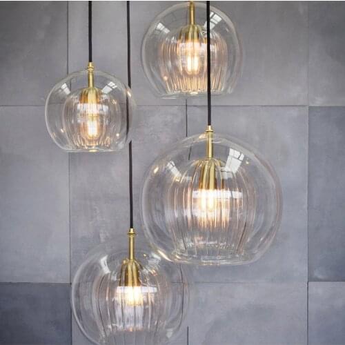 Pumpkin Glass Pendant Light Dining Room Pendant Lamp Nordic Kitchen Furniture Decoration Ceiling LED Lighting Fixtures Hanglamp