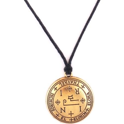 Wax Rope Chain Antique Gold Material Zinc Alloy Religions God Archangel THAVAEL Sigils Amulet Talisman Dropshipping