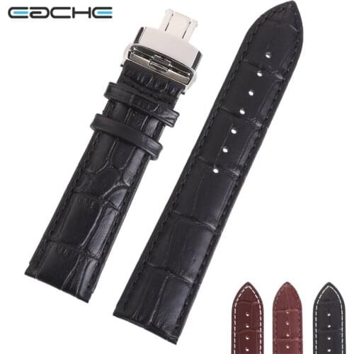 High Quality Croco Pattern Genuine Leather Watchband With Butterfly Buckle 18mm 20mm 22mm 24mm With Silver/Gold/Rose Gold Buckle