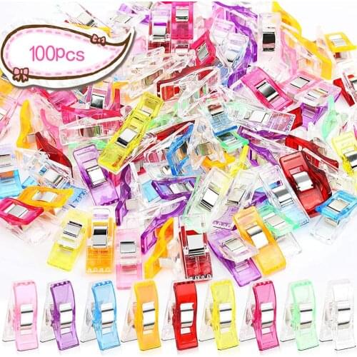 Free ship 100 Pcs Sewing Clips Multicolor Plastic Clips Fabric Clamps Patchwork Craft Clips Clothing Clips Holder Quilting Clip