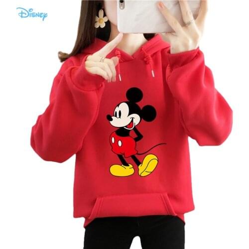 2021 New Autumn Winter Fleece Thick Warm Mickey Mouse Black Hoodie Woman Long Sleeve 3XL Oversize Streetwear Vintage Clothes Y2K