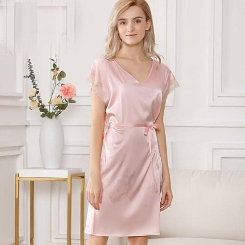 Women 100% Mulberry Silk Nightdress Sleepwear Plus Size Heavy Silk Skirt Lingerie Women Summer Nighties Short-sleevedNightgown