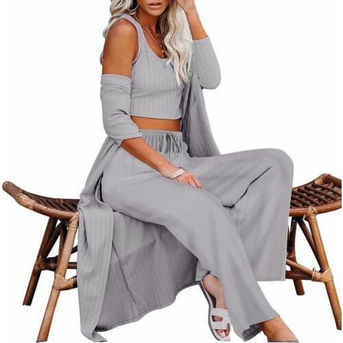 Womens Casual Pants Fashion Wild Loose Wide Leg Trousers Lace Up Home Service Pants Solid Color