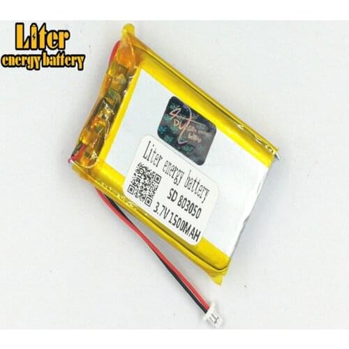 1.0MM 2pin connector 3.7V 803050 1500mah MP3 MP4 MP5 small toys lithium polymer li-ion rechargeable battery lipo battery