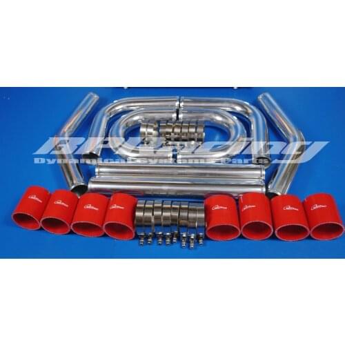 2.36" INCH / OD 60mm / UNIVERSAL INTERCOOLER / TURBO PIPE PI + T-Clamp Stainless steel + RED SILICOEN HOSE