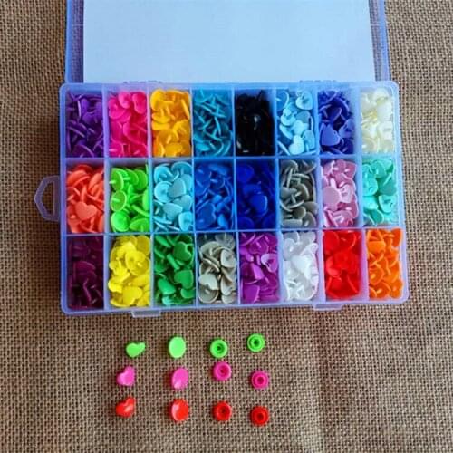360set/box Heart Shaped KAM plastic Snaps T5 Button Press Studs/Poppers/Dummy Clips